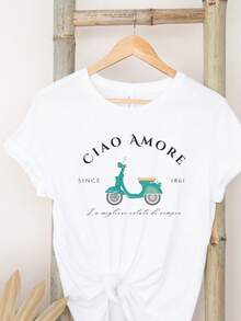 Camiseta Ciao Amore, Camiseta de Italia, Ropa Italiana, Scooter de Italia, Amore Italia, Ciao Italia, Camiseta de Cuello Redondo de Italia, Chica Italiana, Camiseta Bonita de Italia, Camiseta de Manga Corta de Verano para Mujer, Camisetas Casuales de Cuello Redondo Lisas y Estampadas, Blusas Cómodas de Algodón Suave de Primera Calidad, Ropa Urbana Holgada y Amigable, Ropa Ligera para Uso Diario, Regalo Perfecto para Mujeres en Festivales - Blanco - Ver 1