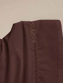 Falda de mujer con diseño de empalme de bolsillos laterales y dobladillo de encaje, de nueva llegada para primavera/verano, versátil para la oficina, ocasiones formales y elegante para el transporte urbano - Marrón - Ver 6