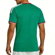 Retro Sports Style Soccer Jerseys, Mexican National Team Inspired Design - Short Sleeve Tops For Men And Women - Lightweight And Breathable Fabric, V-Neck With Striped Details - For Soccer Fans, Sporting Events And Casual Urban Style, Durable For Everyday Wear - 綠色 - 查看 6