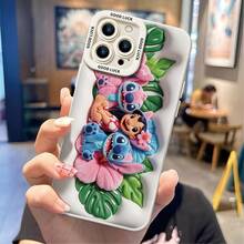 Officially Licensed Disney Lilo & Stitch Phone Case, This Protective Phone Case Features Lilo With Two Plush‑Style Stitch Figures, Surrounded By Tropical Hibiscus Flowers And Monstera Leaves, Set Against Clean White Embossed Background, Made With Flexible, Durable TPU Material To Protect Against Everyday Scratches, Bumps, And Minor Impacts, Compatible With IPhone 17, 16, 15, 14, 13, 12, 11 Pro Series And Galaxy S22, S23, S24, S25 Models, Ideal For Disney Stitch Fans. - màu đen - Xem 5