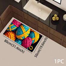 1pc 2D Colorful Pom-Pom Pattern Printed Rug, Long Doormat Series, Suitable For Living Room, Laundry Room, Bathroom, Bedroom, Kitchen - Multicolor - View 17