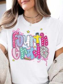 Fourth Grade Teacher T-Shirt - Fourth Grade Teacher T-Shirt - School Level T-Shirts - Teacher T-Shirts - Breathable And Comfortable - 白色 - 查看 6