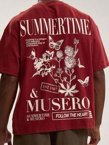 Short-Sleeved T-Shirt With Round Neck And Dropped Shoulders, Large Graphic Print On The Back By MUSERO STUDIOS, Essential For Spring And Summer - Grey - View 5