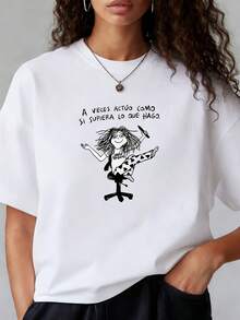 Camiseta de manga corta para mujer con el diseño "A veces actúo como si supiera lo que hago".Camiseta informal, elegante, con cuello redondo, manga corta y corte holgado.Un regalo perfecto para ti, tu familia, tu pareja o tus amigos.Diseño divertido, ideal para estar en casa y con efecto estilizado. TMDG - Blanco - Ver 8