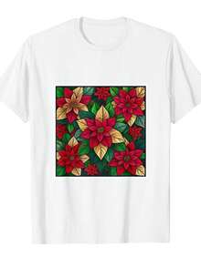 100% Cotton Shirt. Soft, Breathable, Casual, With A Round Neck And Short Sleeves, In A Solid Color With A Delicate Geometric Pattern, Suitable For All Seasons, Machine Washable, A Wardrobe Essential In Neutral Tones. Loose And Comfortable. - Back - View 6