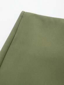 Minifalda asimétrica envolvente de unicolor casual para mujer, falda-pantalón minimalista de moda para el verano - verde musgo - Ver 3