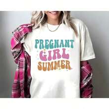 Camiseta de Verano para Mujer Embarazada 100% Algodón, Camiseta de Maternidad, Camiseta para el Día de la Madre, Camisetas Estampadas 100% Algodón para Mujer, Camisetas Gráficas de Primavera/Verano para Mujer, Transpirable y Cómoda. - Camiseta de embarazada003 - Ver 2