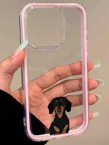 Ốp điện thoại hình chó Dachshund, gọng hồng trong suốt, thiết kế tối giản, chống rơi vỡ và va đập, dành riêng cho iPhone 16 Pro Max, 17/16/15/14 Plus/13/12/11, Air, và các dòng điện thoại khác. - Nhiều màu - Xem 4