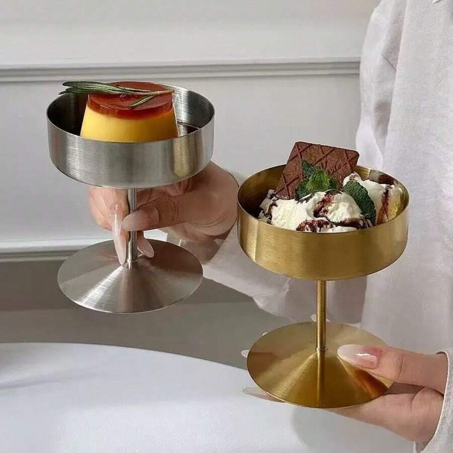 1 chiếc cốc đựng bánh pudding bằng thép không gỉ 304, kiểu dáng Ins, bát đựng sữa chua chất lượng cao, cốc tráng miệng, cốc đựng đồ uống. - Nhiều màu - Xem 1