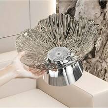 An Elegant Standing Fruit Bowl, Suitable For Home Use, A Stylish Living Room Snack Storage Dish, And Can Also Be Used As A Decorative Bowl For Fruits And Candies. - Silver - View 8