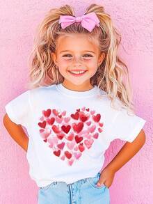 Camiseta de Corazón de San Valentín, Camiseta de San Valentín para Niñas, Camiseta de San Valentín para Niños, Camiseta de Corazón de San Valentín, Camiseta para el Día de San Valentín, Camisetas de San Valentín para Niños, Blusas Casuales de Color Sólido Simple, Blusas Suaves, Elásticas y Cómodas para Uso Diario, Diseño Holgado de Aspecto Delgado, Ropa Diaria para Todo Clima, Conjuntos Casuales Románticos para Mujer, Ropa Práctica y Duradera para Mujer de Primavera y Verano. - Blanco - Ver 8