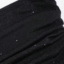 MewMuse.  Nuevo vestido mini elegante y casual de tela brillante con volantes escalonados, cintura ceñida y ajuste ceñido, para el verano - Albaricoque - Ver 4