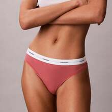 Calvin Klein Calvinklein Cotton Stretch Rib Thong Underwear  Women  Panties QD5357 - Dusty Cedar - 查看 1