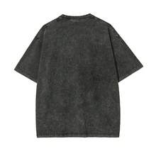 Camiseta Oversize Unisex Lavada para Mujer y Hombre, Estilo Vintage Casual, Cuello Redondo, Manga Corta - Negro - Ver 2