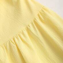 Nana's Women's Clothing Store  Vestido casual de línea A amarillo sólido con pliegues, sin tirantes, de moda sencilla para fiestas, playa y citas, primavera y verano - Amarillo - Ver 6