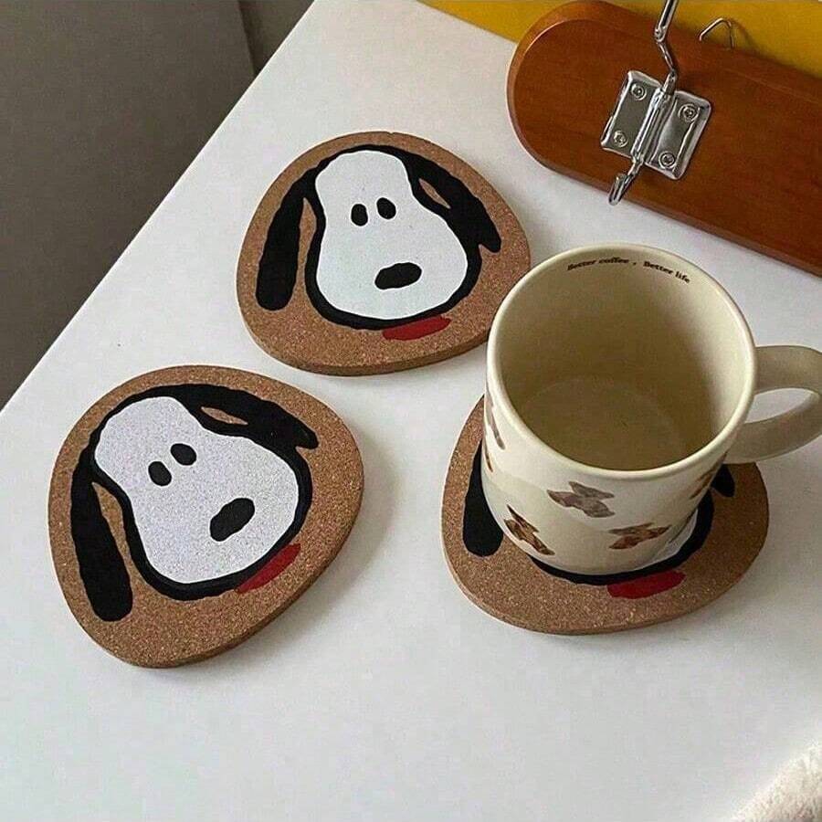 SNOOPY 1pc Adorable Cartoon Dog Alien-Shaped Heat-Resistant Coasters, With Added Thickness - Multicolor - View 1