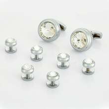 Luxurious Colorful Geometric Cufflinks Set, Men's Business Shirt Suit Coat Accessories, Men's CSYI - Style 6 - View 6