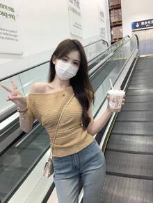 Women Tops - Khaki - View 5
