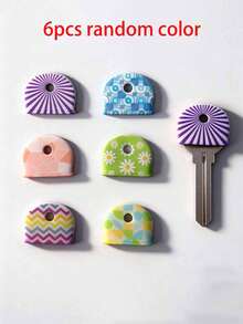 6pcs/3pcs/1pc Floral Pattern Anti-Slip Silicone Key Covers - Durable Non-Slip Key Identifiers Suitable For Home, Office And Door Keys - Daily Necessity, Suitable For Family And Roommates, Neat And Tidy, Great Gift Choice - Multicolor - View 13