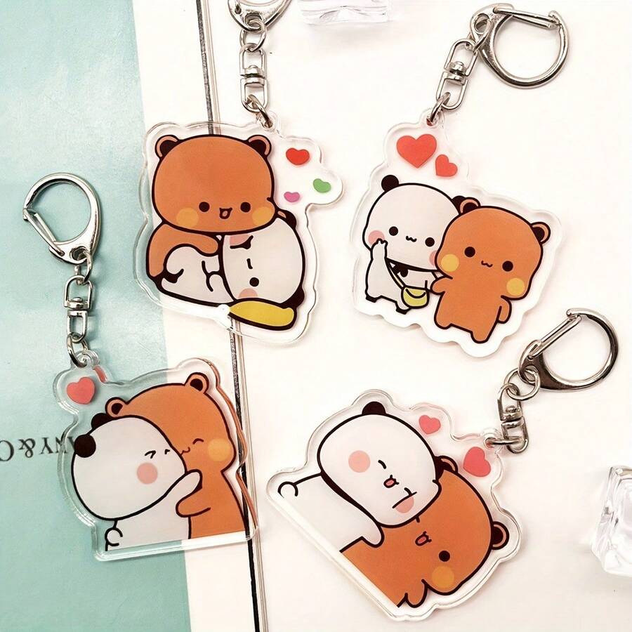 Móc khóa hình gấu đôi Bubu Dudu đáng yêu bằng acrylic, thích hợp để gắn vào túi xách và làm quà tặng, món quà hoàn hảo cho người thân yêu. - Nhiều màu - Xem 1