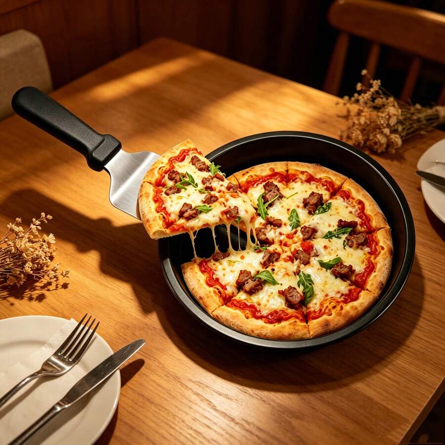 2Pcs Pizza Baking Tool Set, 7 Inch Round Non-Stick Pizza Pan With Non-Slip Pizza Peel, Easy Clean Multi-Purpose Baking Tray For Pizza Cake Dessert Cheese, Household Oven Baking Supplies For Family Party Back To School Baking - View 1