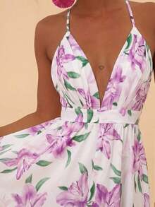 xheTravachic Vestidos con tirantes de espagueti y espalda descubierta con estampado tropical y floral para mujeres, ideas de regalo para el Día de la Madre, regalo de la hija, ropa de verano, atuendos de playa para mujer, atuendos de rave y festivalxhe - Púrpura malva - View 7