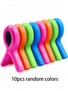 5pcs Heavy Duty Plastic Beach Towel Clips - Securely Holds Towels, Clothes And Blankets On Clothesline Or Rack To Dry, Windproof Clips, Large Size Clothespins, Suitable For Clothesline, Chairs, Pool Loungers, Beach Chairs, Random Colors - Multicolor - View 15