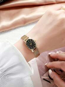 New Fashion Wristwatch For Women, Vintage Quartz Watch, Luxurious, Minimalist, Elegant, Lightweight And Versatile, Suitable For Daily Wear, Birthday Gift, Party, Festive Gathering, Ideal Gift For Yourself Or Friends - 卡其色 - 查看 4