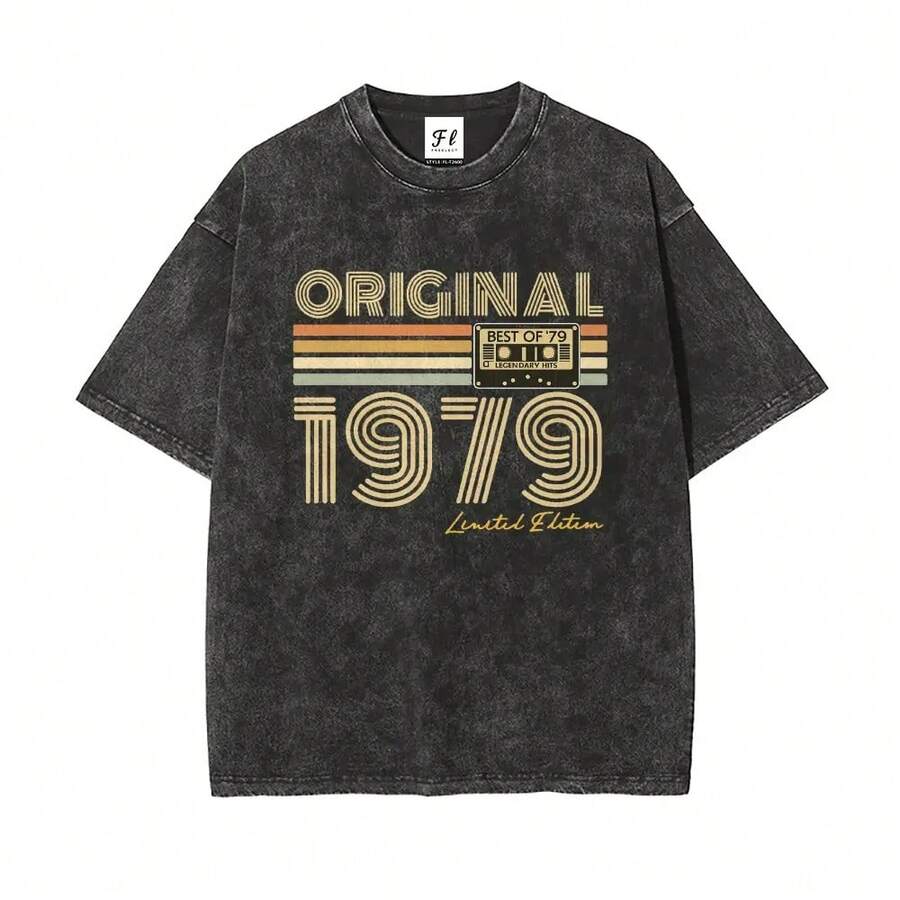 Camiseta Oversize Unisex Lavada para Mujer y Hombre, Estilo Vintage Casual, Cuello Redondo, Manga Corta - Negro - Ver 1