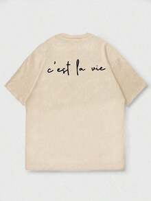 Camiseta de manga corta con estampado de eslogan minimalista y moderno GRDR, cómoda y transpirable, adecuada para el verano, estilo a la moda. - Burdeos - Ver 5