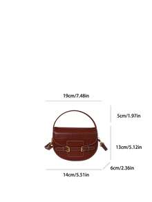 2026 New Vintage Patchwork Handbag, High-Quality Saddle Bag, Casual Versatile Crossbody Bag - Brown - View 4