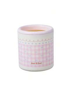 1pc High Quality Plaid Pattern Heart Bow Decor Desktop Storage Organizer, Thickened Sturdy Wear-Resistant Plastic Multi-Purpose Desk Container, Cute Sweet Romantic Style Solid Color Desktop Pen Holder, Fashion Exquisite Makeup Brush Storage Bucket, Stable Base Anti-Fall Mini Waste Paper Basket - Multicolor - View 6
