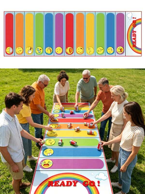 1pc Rainbow Rolling Game Score Sheet-Level 10,9-9,150x49cm,Vibrant Striped Design For Family Gatherings,Graduation Durable Reusable Foldable For Easy Storage Outdoor Team Building Activities,Birthday Party,Colorful Stripes For All Ages Enjoy Fun