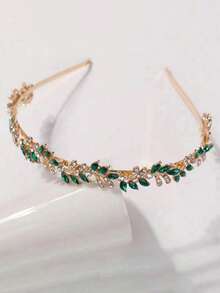 1pc Women's Fashion Princess Crown Rhinestone Headband, Sweet Birthday Hair Accessory - Green - View 12