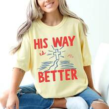 Nueva Colección 2026: Camiseta de Algodón Su Vía Mejor, Camiseta Cristiana, Colores Cómodos ®   Camiseta gráfica de verano, ropa con versículos bíblicos - Blanco - Ver 5