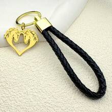 Llavero con colgante de acero inoxidable y cabeza de caballo Animal para mujer y hombre, llaveros de Color dorado, accesorios, joyería de regalo, porte clé ZUYZ - Azul - Ver 18