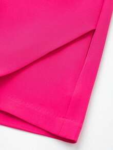 Minifalda asimétrica envolvente de unicolor casual para mujer, falda-pantalón minimalista de moda para el verano - Rosa Fucsia - Ver 4