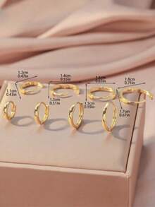 OBOVAY 4 Pairs Women's & Men's Classic Smooth Copper Hoop Earrings, Small Hoop Earrings Set, Infinity Symbol Earrings - Yellow Gold - View 11