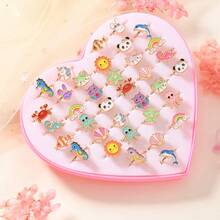 36pcs/24pcs/12pcs Zinc Alloy Rings, 3D Sculpture Design, Adjustable Opening, Oil Painting Technique For Long-Lasting Color, Gift Box Packaging For Celebrations, Loose Packing For Daily Wear & Costume Parties - Multicolor - View 10