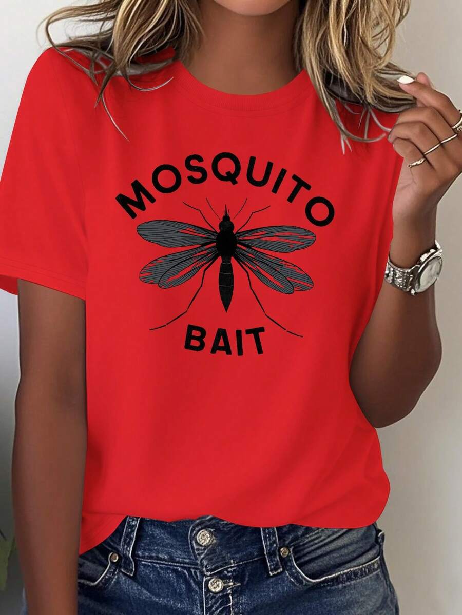 Mosquito Bait Women's Soft Casual T-Shirt, Women's Casual Blouse - 紅色 - 查看 1