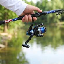 1.8m Portable Telescopic Fishing Set, Pre-Installed Spool Spinning Reel, Complete Fishing Tackle Accessories With Storage Bag, Lightweight Durable Fishing Rod, Suitable For Freshwater Lakes, Rivers, Streams, Ideal For Beginners And Outdoor Use - Blue - View 6