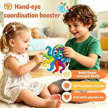 Tablero Sensorial de Pulpo para Bebés de 1-3 Años, Juguete de Educación Temprana Montessori de Clasificación y Emparejamiento de Colores, Entrenamiento de Habilidades Motoras Finas, Alivio del Estrés, Tablero Silencioso Portátil para Viajes en Coche, Juguete Educativo Calmante, Regalo de Iluminación Preescolar para Niños y Niñas - Multicolor - Ver 4