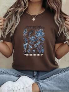 Edición Limitada de Ropa de Verano para Mujer, Camisetas de Mujer, Camisetas de Moda, Deportes y Fitness, Salidas Casuales, Vida Universitaria, Camisetas Ligeras de Algodón con Estampado de Caballito de Mar y Pulpo - Verde - Ver 11