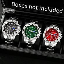3pcs Men's Casual Quartz Watches, Minimalist Round Dial, Metal Alloy Strap, Suitable For Men's Holiday Gift And Daily Wear - Silver - View 1