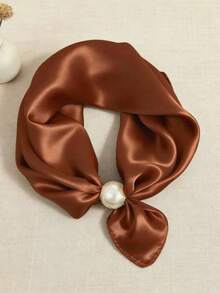 1 pieza Nuevo pañuelo de moda de unicolor con perla y broche magnético, ideal para vacaciones - Multicolor - Ver 9