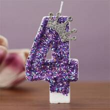 1PC Purple Crown 0-9 Number Birthday Candle Creative New Style, Rhinestone Crown, Suitable For Cake Decoration, Dessert Table, Party Birthday Celebration Candles. - View 22