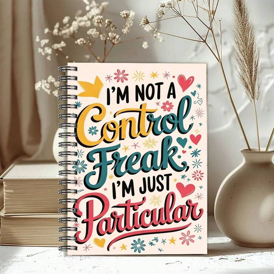 1 pièce Cahier A5 Retour à l'école pour adultes, Journal à spirale avec citation amusante et impertinente "Je ne suis pas un maniaque du contrôle", Papeterie florale colorée pour usage universitaire & de bureau Fournitures scolaires - couleur claire - Voir 1