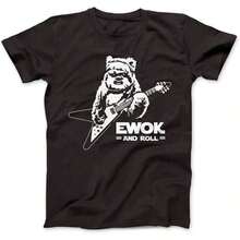 Summer TopsDa-Mi-Ri-Rtida T-Shirt By Bees Knees Tees With Ewok And Guitar Print. Unisex Retro Fashion Street Casual Pullover Sweatshirt Soft - Black - View 7