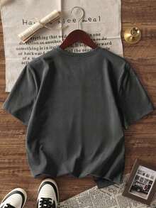 Men's Short-Sleeved, Crew-Neck T-Shirt. Casual Style With Modern And Comfortable Prints. For Men And Women, Couple Style, Short-Sleeved T-Shirt With  Print. - 深灰色 - 查看 3