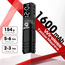 DQFART Wireless Tattoo Machine Kit With Smart Display - 1600mAh Battery, 5-6 Hours Working Time, Quiet & Lightweight Tattoo Pen, Suitable For Beginners, Includes Complete Set Of 10 Needle Cartridges And 10 Inks - Black - View 5